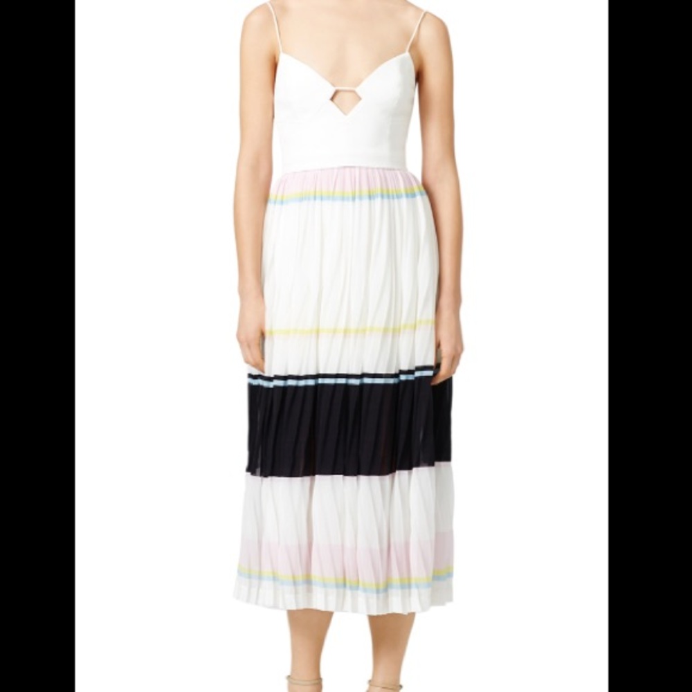 Nicholas Stripe Pleated Cami Dress